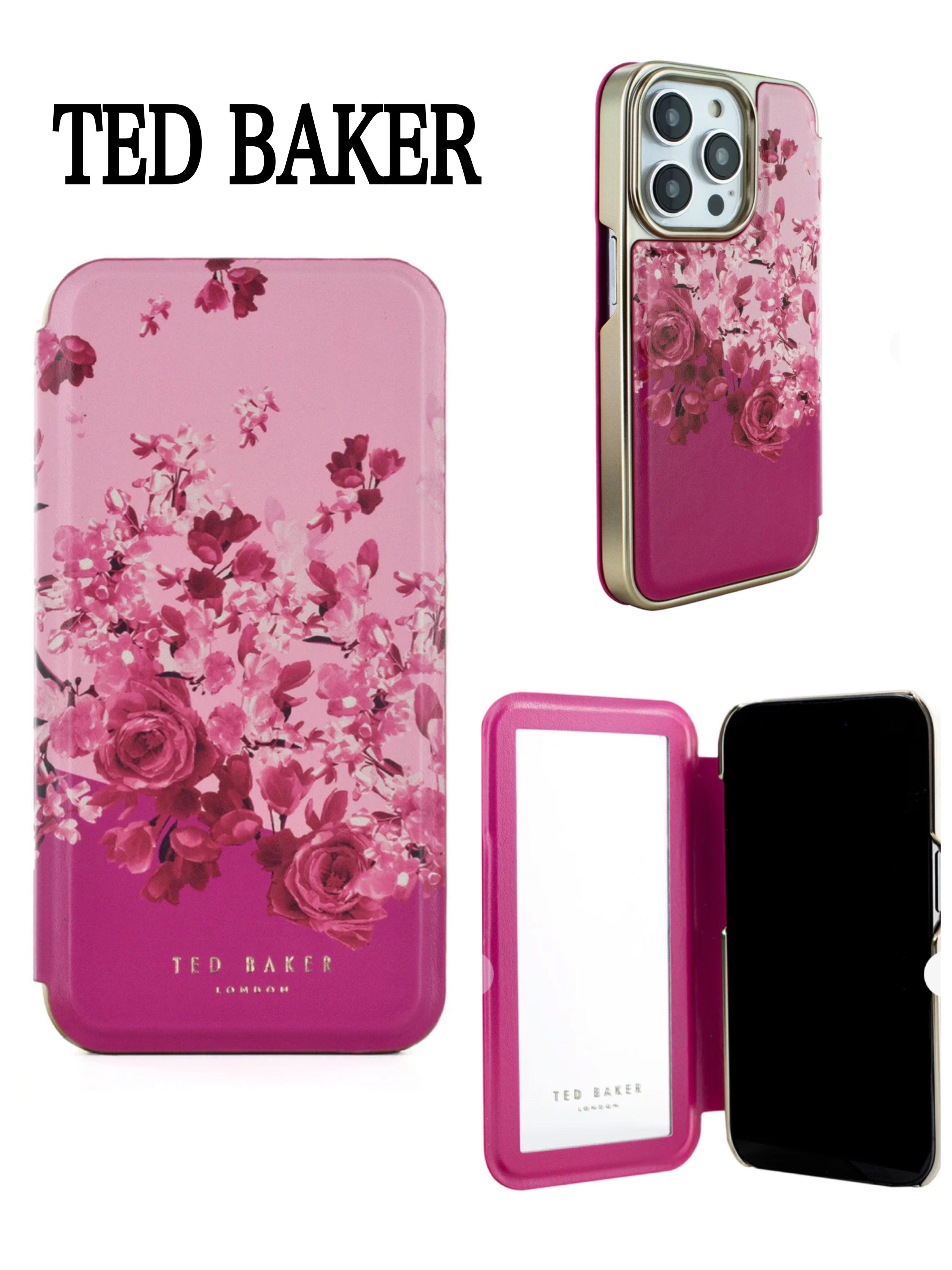 「TED BAKER」ミラー付きiPhoneケース 花柄プリント PINK