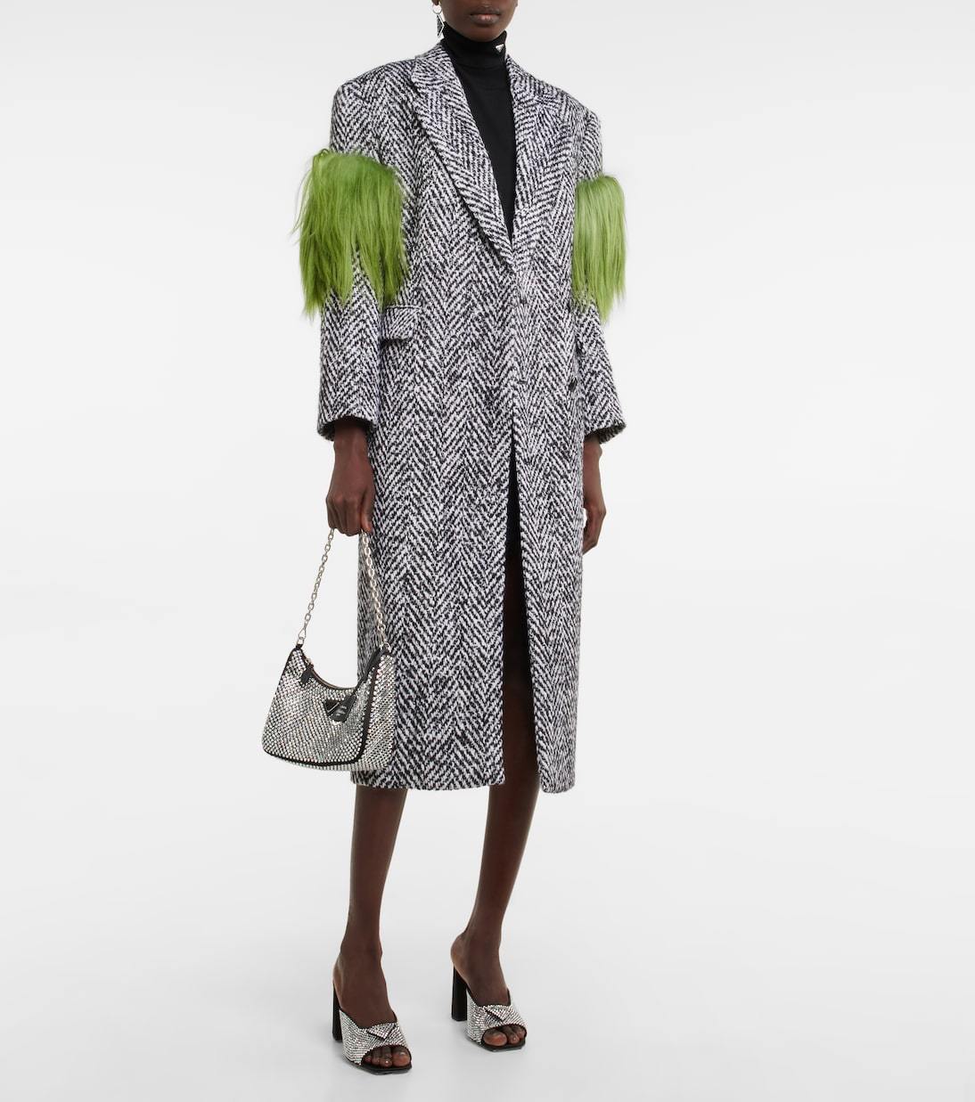 PRADA*クリスタルビジュー付サテンミュール トライアングルロゴ