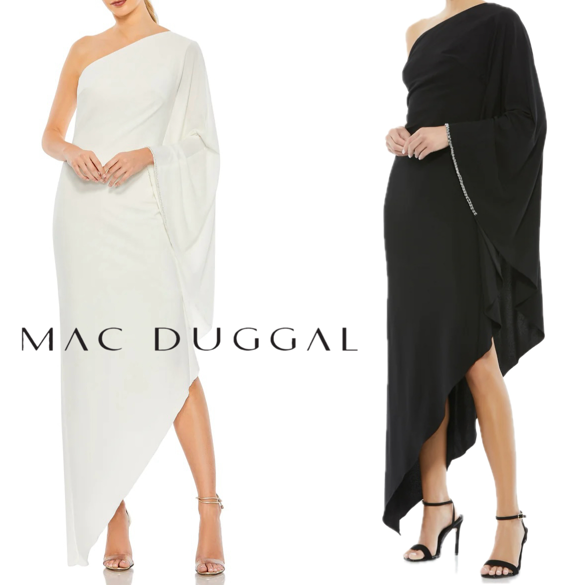 【MAC DUGGAL】アシンメトリー ワンショルダーボディコンドレス
