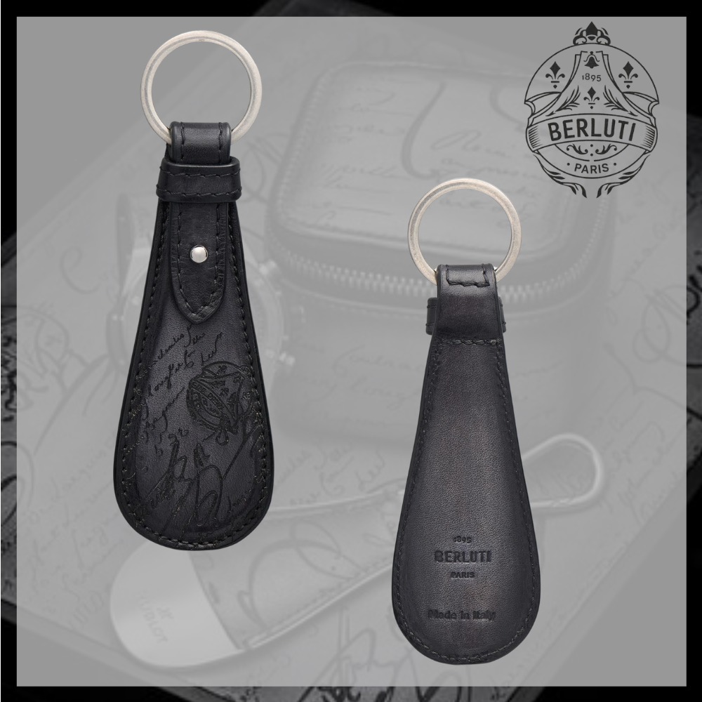 【Berluti】ロゴ Shoehorn Scritto Leather レザー キーリング