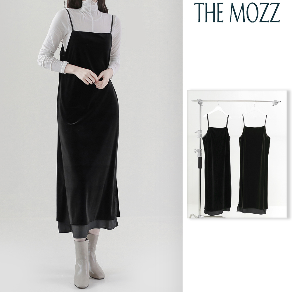 【THE MOZZ】[Premium] Knits Velvet Layered One Piece