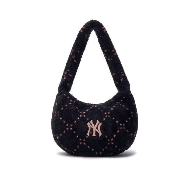 MLB ダイヤ モノグラム ファー ホボバッグ NY (Black)