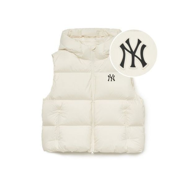 MLB ベーシック フード ヘビー ダウン ベスト NY (Cream)