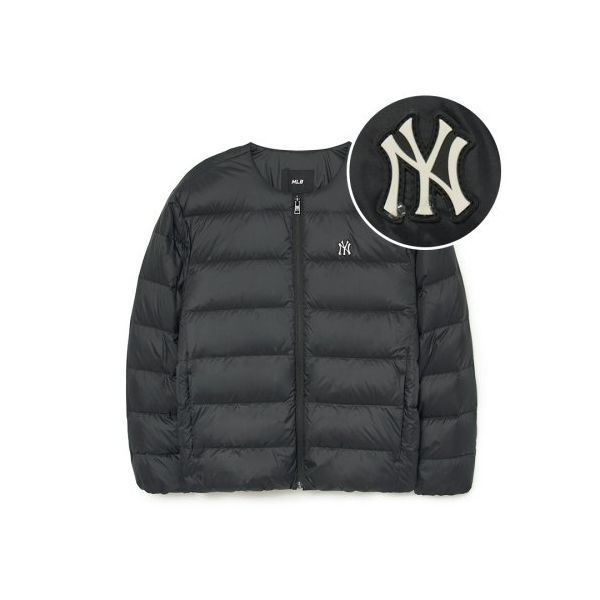 MLB ベーシック Uネック グース 軽量 ダウン NY (Black)