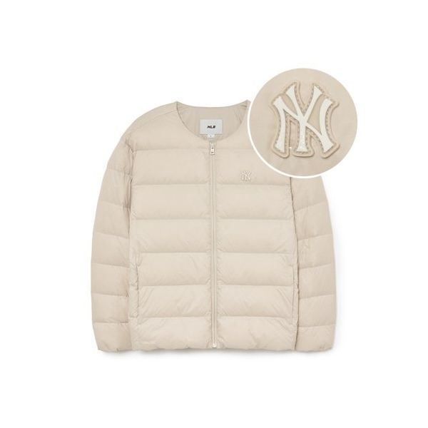 MLB ベーシック Uネック グース 軽量 ダウン NY (Mg.Sand)