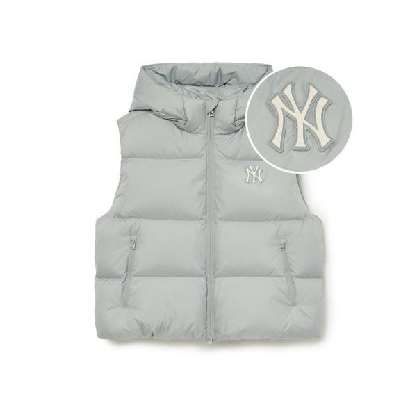 MLB ベーシック フード ヘビー ダウン ベスト NY (Grey)