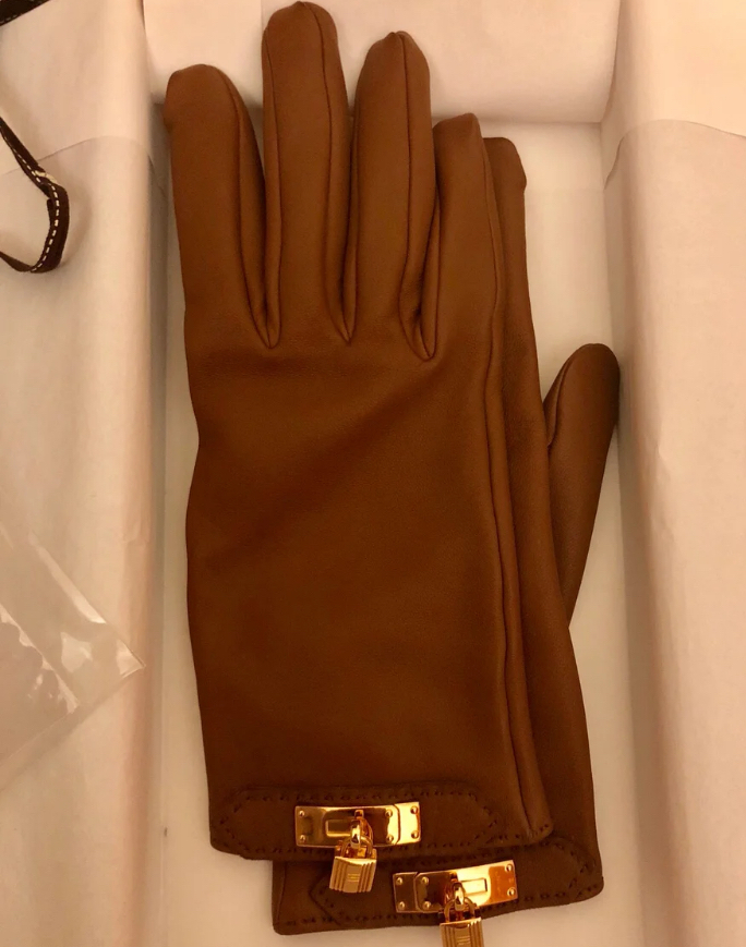 【ケリーと同じゴールド金具】HERMES 手袋 ソヤ コニャック