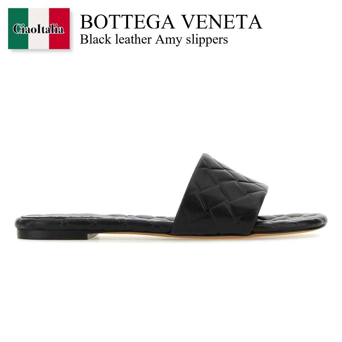 サンダル・ミュール Bottega Veneta Black Leather Amy Slippers