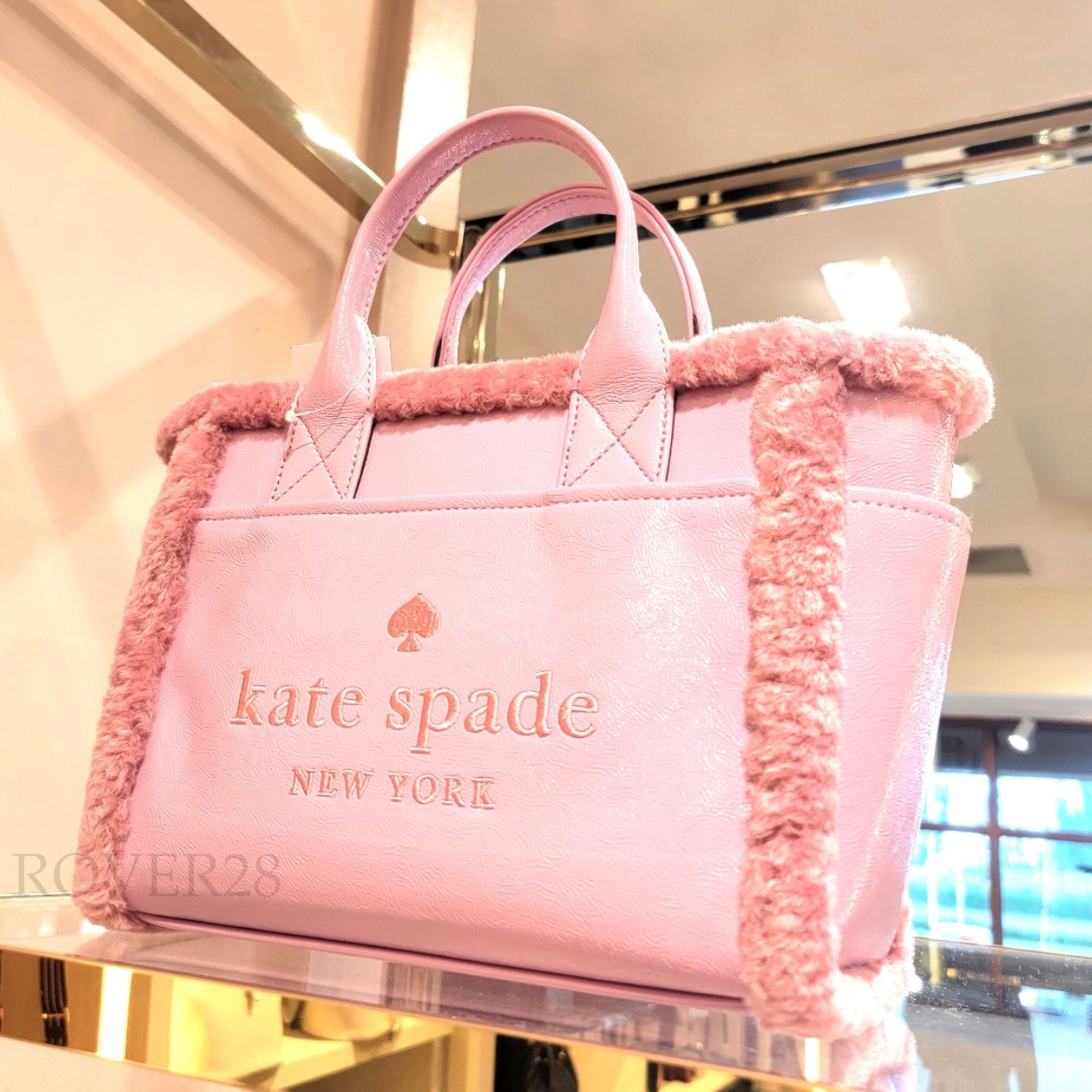 kate spade】Jett Faux Shearling Small Tote☆ふわもこトート