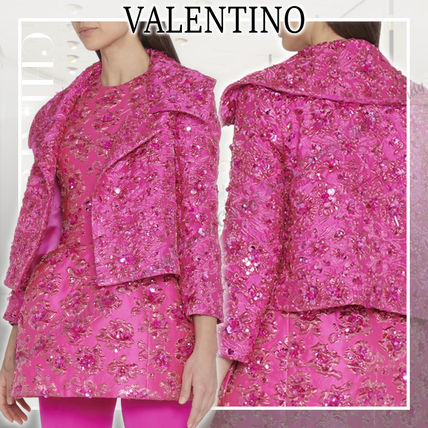 VALENTINO More Jackets Short Flower Patterns Party Style With Jewels Elegant Style