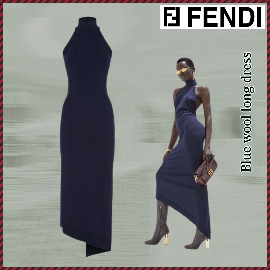 関税込FENDI ブルーウール ロングドレス 関税込FENDI ブルーウール ロングドレス (FENDI/ワンピース