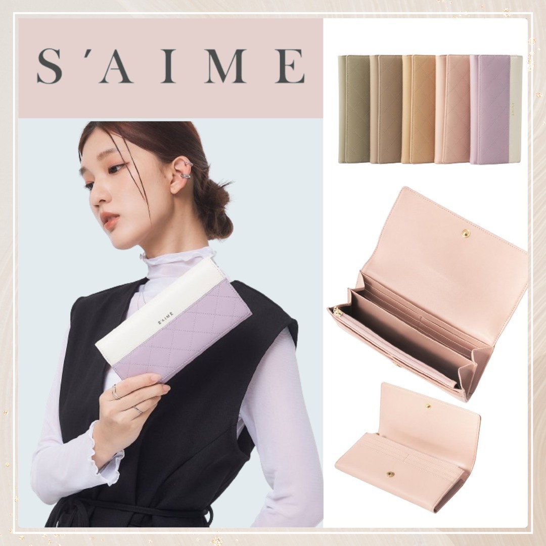 追跡有★S'AIME 本革 バイカラー キルティング 長財布