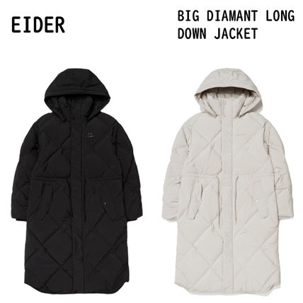 EiDER Down Jackets Nylon Street Style Plain Long Logo Down Jackets