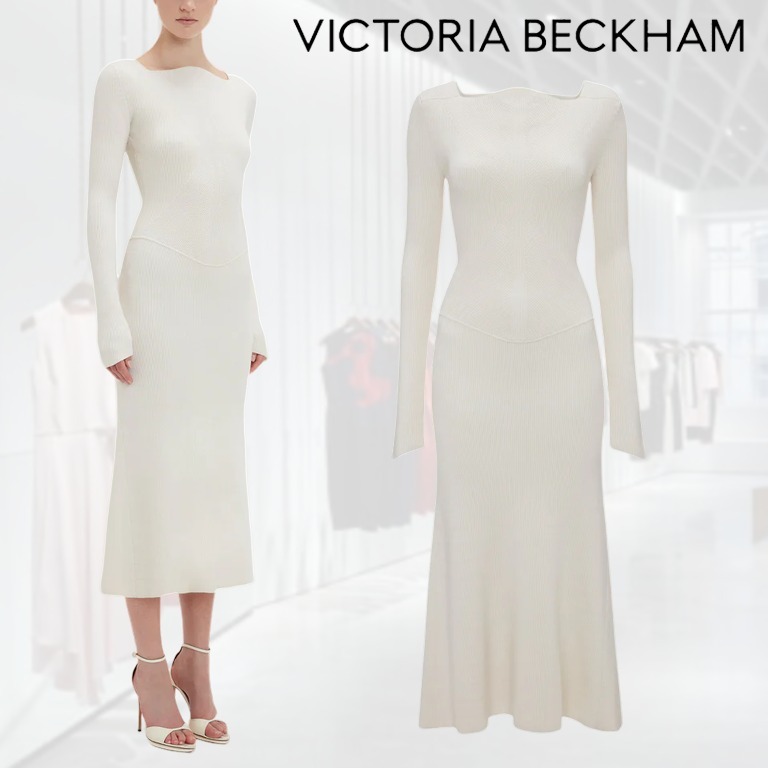 VICTORIA BECKHAM ウール混 ミディドレス