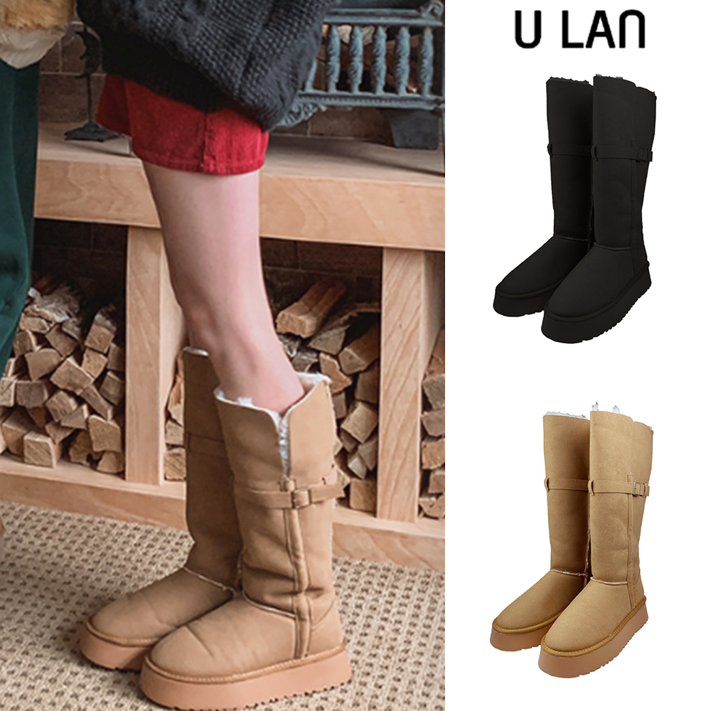 【U LAN】Belted Folding Mustang Long Ugg