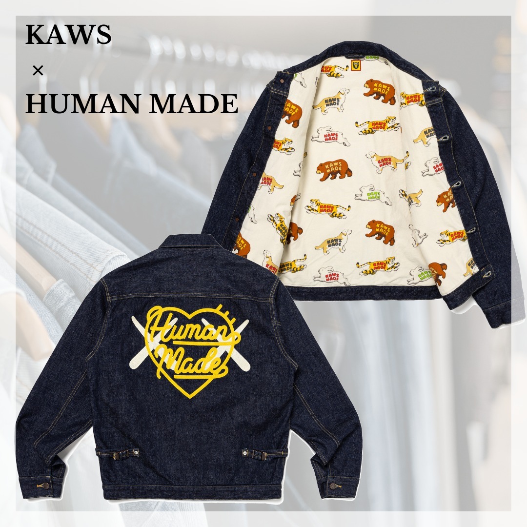 HUMAN MADE x KAWS Made Denim Work Jacket Indigo Size S-2XL