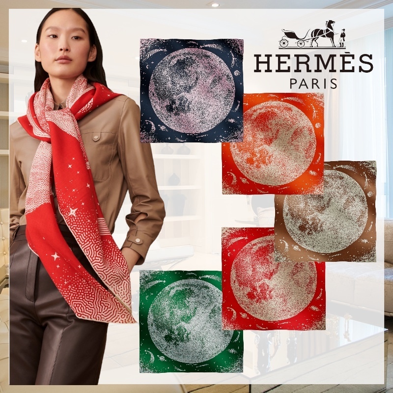 【エレガントな装いに】HERMES《クレール・ド・リュン》スカーフ