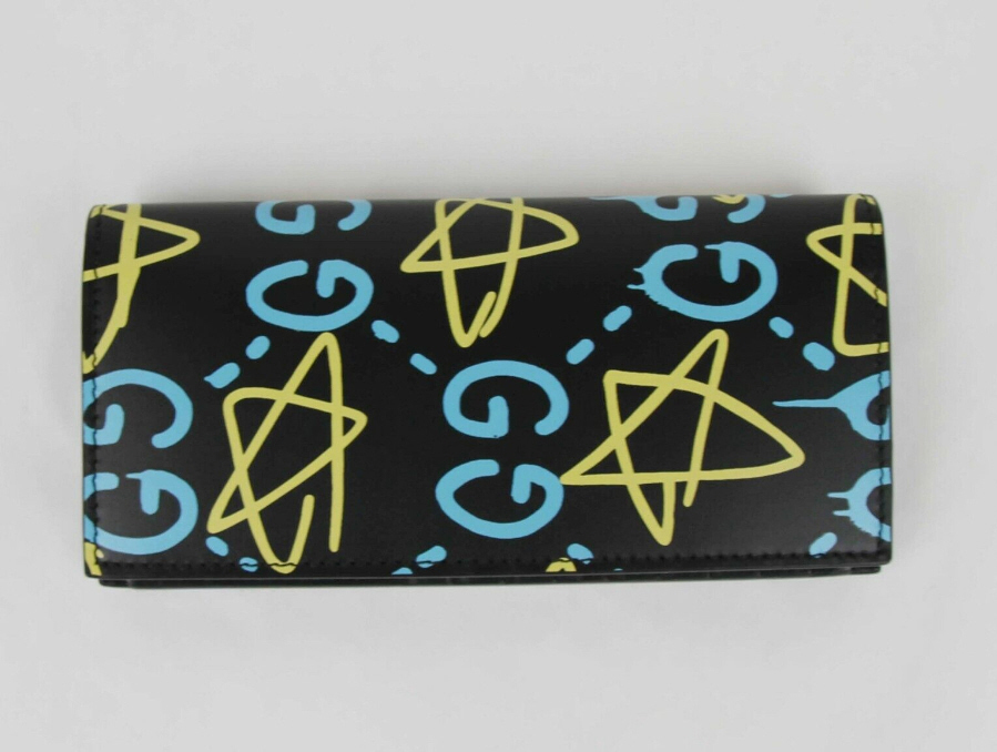 Gucci★素敵！Black Leather Long Wallet w/GG Star