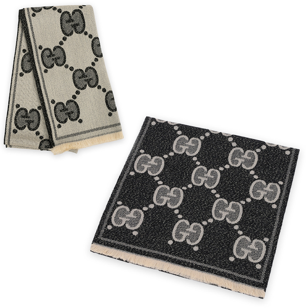 関税負担なし☆GUCCI グッチ GGウールラメ ジャカード スカーフ