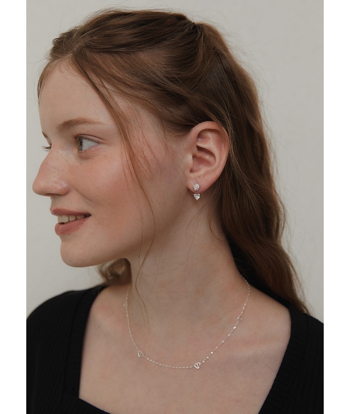 TATIANA☆[Silver925] Half and half Heart Chain Necklace TATIANA☆[Silver925] Half and half Heart Chain Necklace