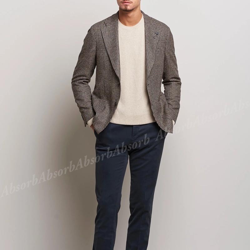 【23AW NEW】LARDINI_men / 千鳥格子 ブレザー / Beige Green 23AW NEW】LARDINI_men / 千鳥格子 ブレザー / Beige Green