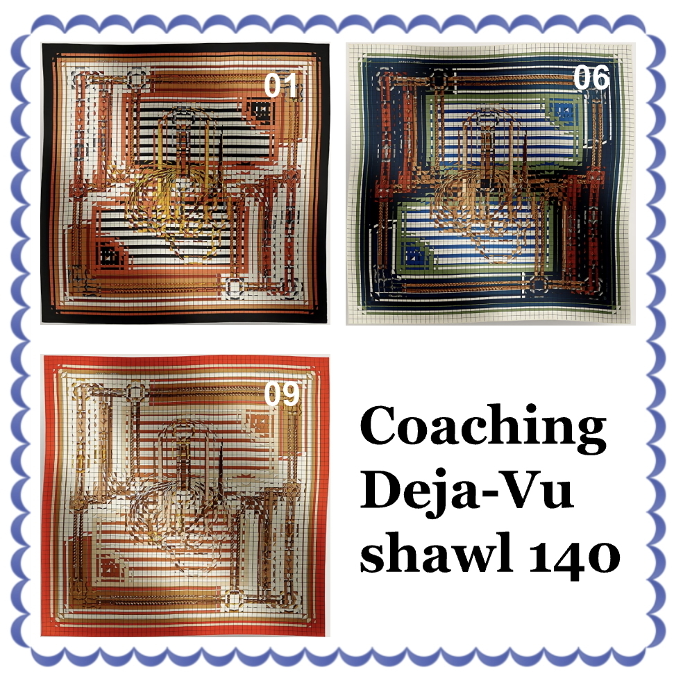 HERMES ショール Coaching Deja-Vu shawl 140 直営店ラッピング
