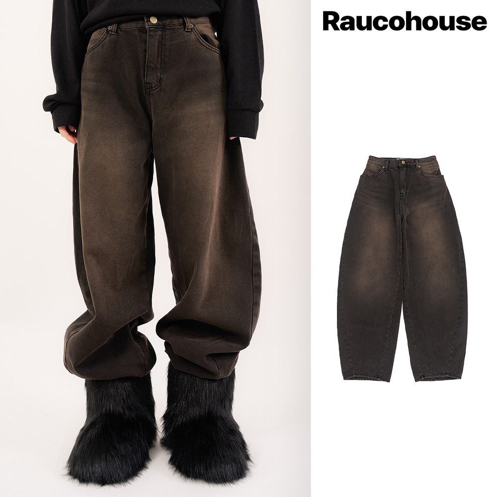 【Raucohouse】Cloudy fleece wide denim pants