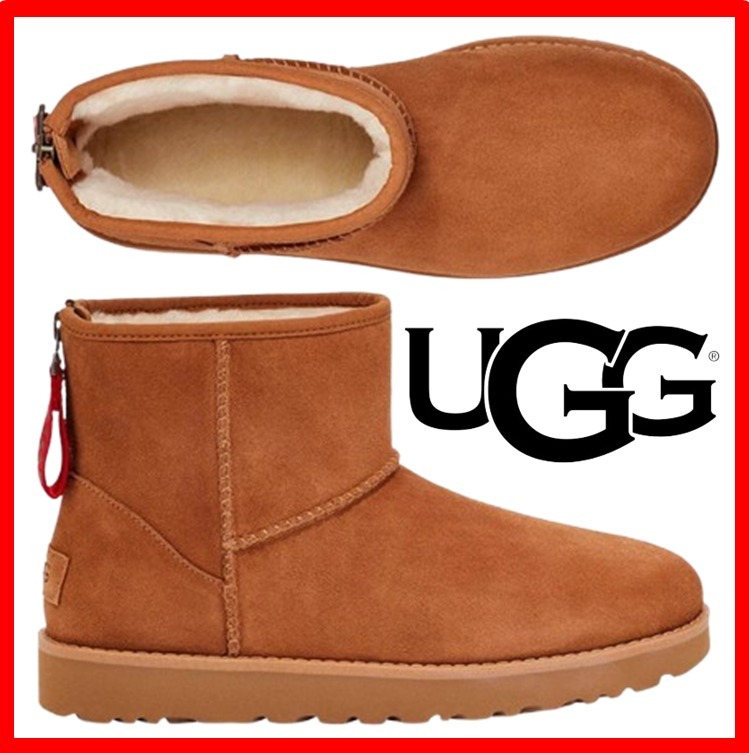 ☆【UGG】☆UGG W Classic Mini Logo Zip Boots☆Chestnut☆
