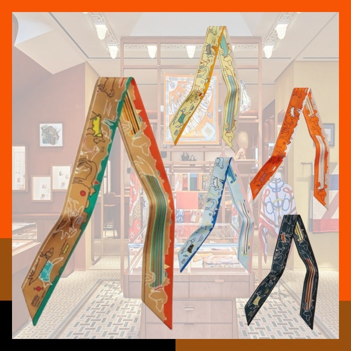 HERMES 新作スカーフ ツイリー シルク100% Les Chiens Parisiens