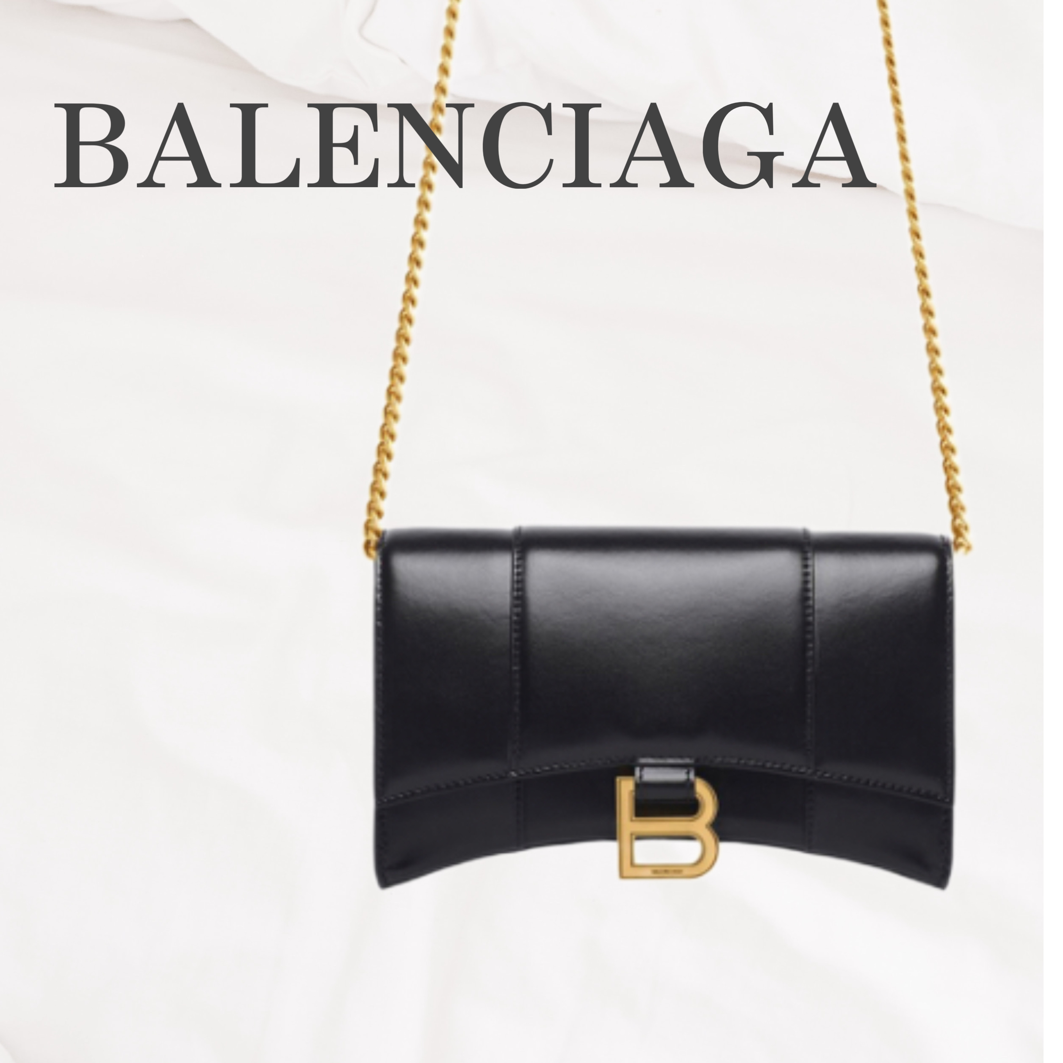 関税送料込【BALENCIAGA】HOURGLASS チェーン ミニウォレット