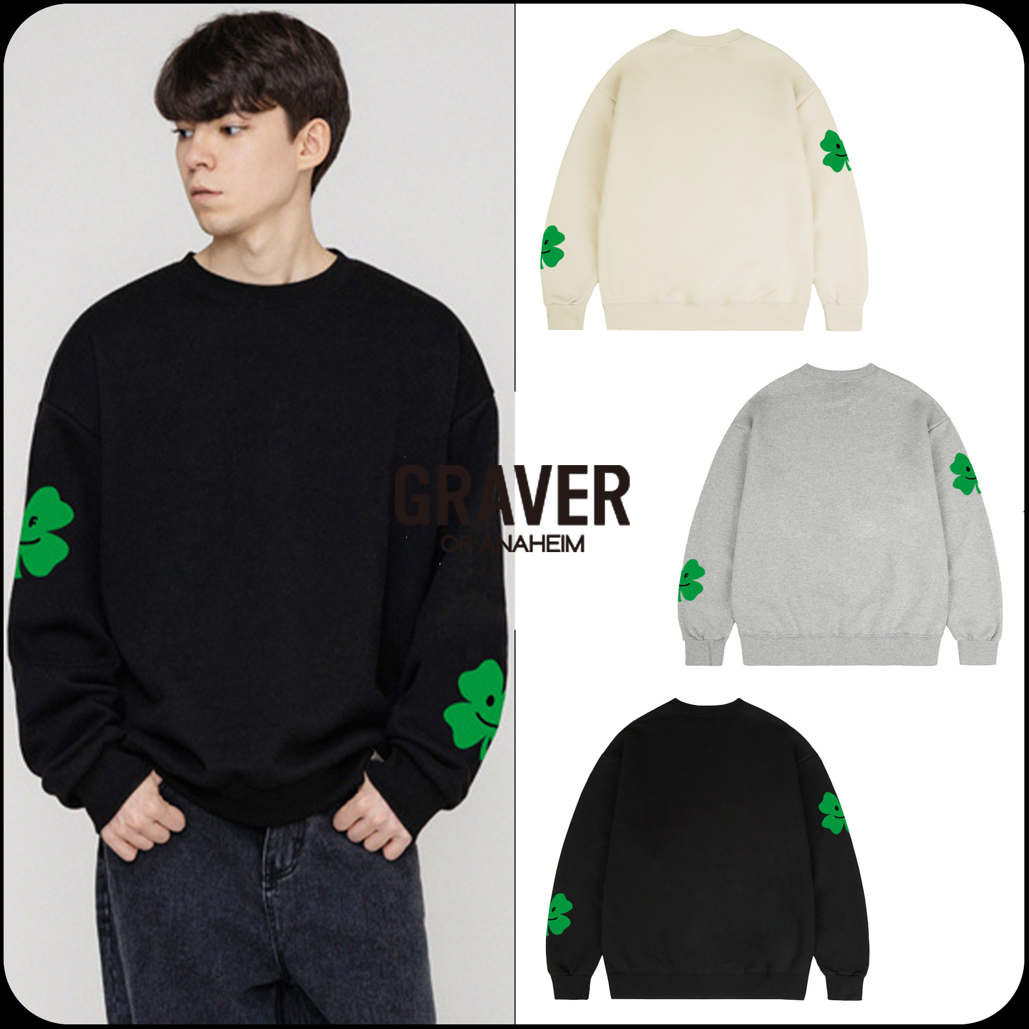 [GRAVER]★MULTI CLOVER SMILE DRAWING SWEATSHIRT