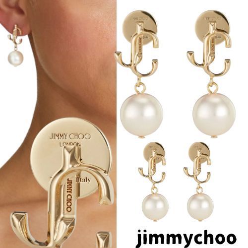 JC パール スタッド ピアス (ゴールド メタル)