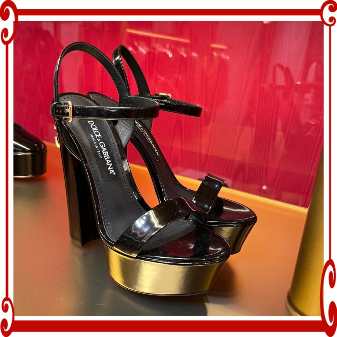 Dolce & Gabbana プラットフォームサンダル DG ロゴ 本革レザー
