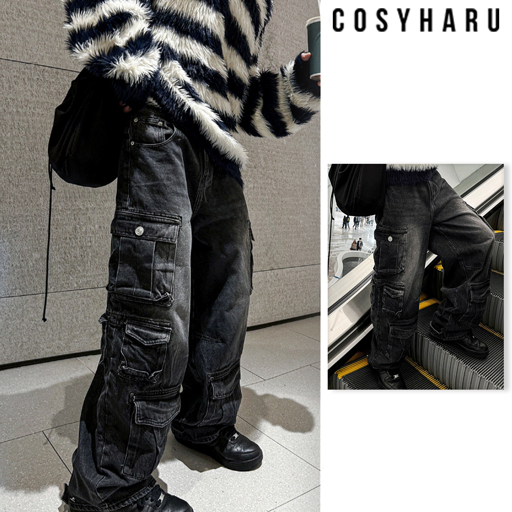 【COSYHARU】Pigment Multi Cargo Denim Pants