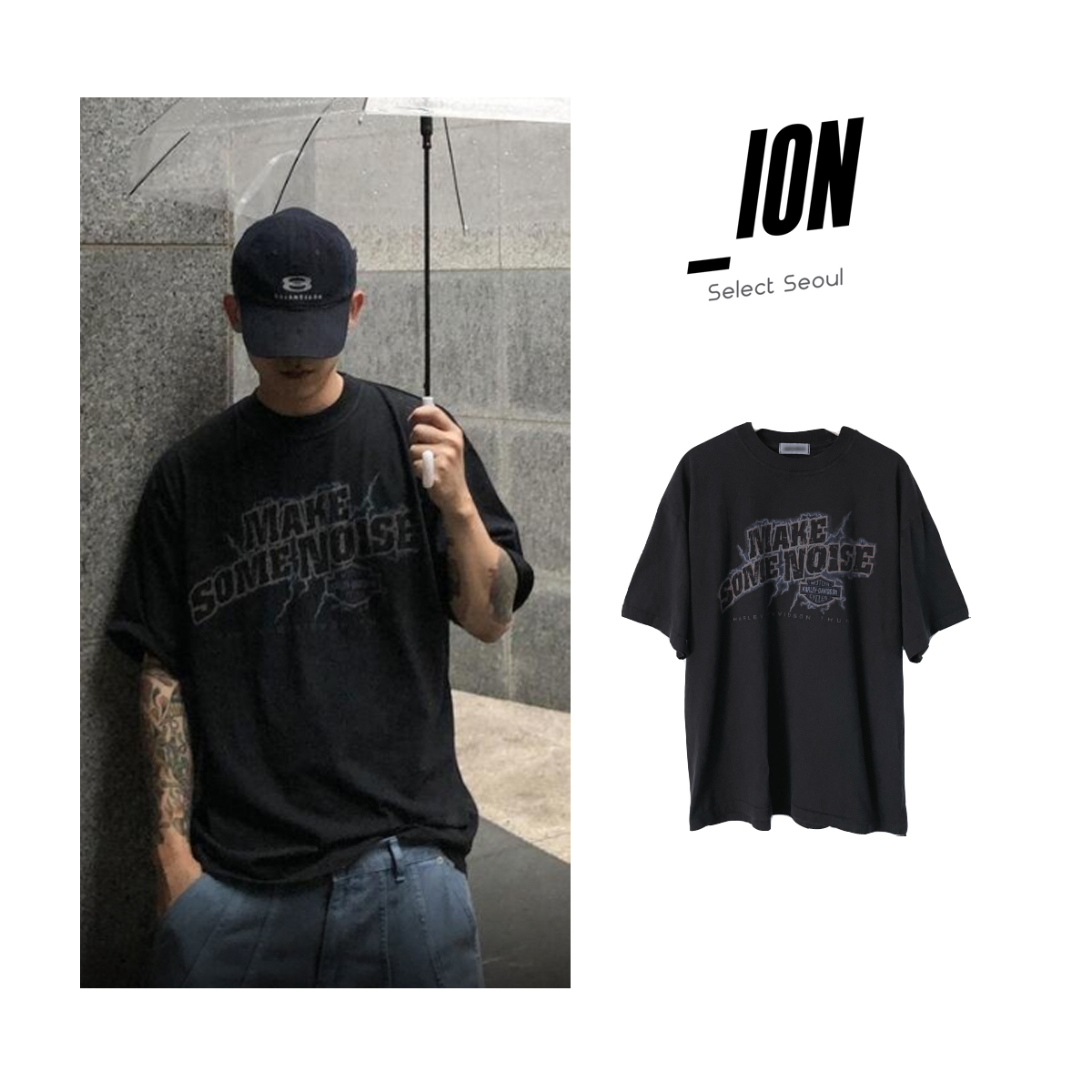 Tシャツ・カットソー IONSEOUL Noise Wash Short Sleeve Tshirt JH113