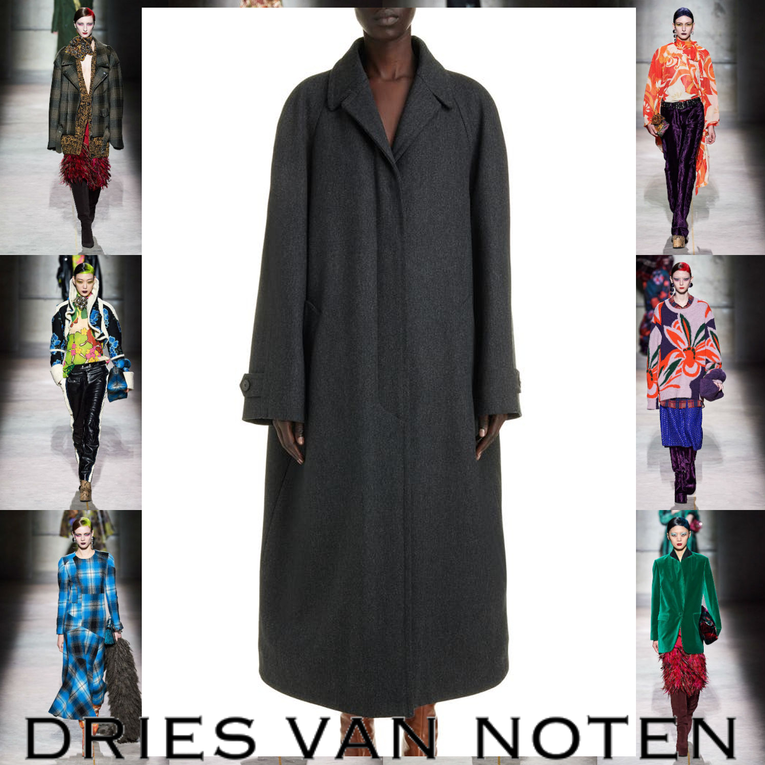 Dries Van Noten オーバーサイズ ウールコート グレー