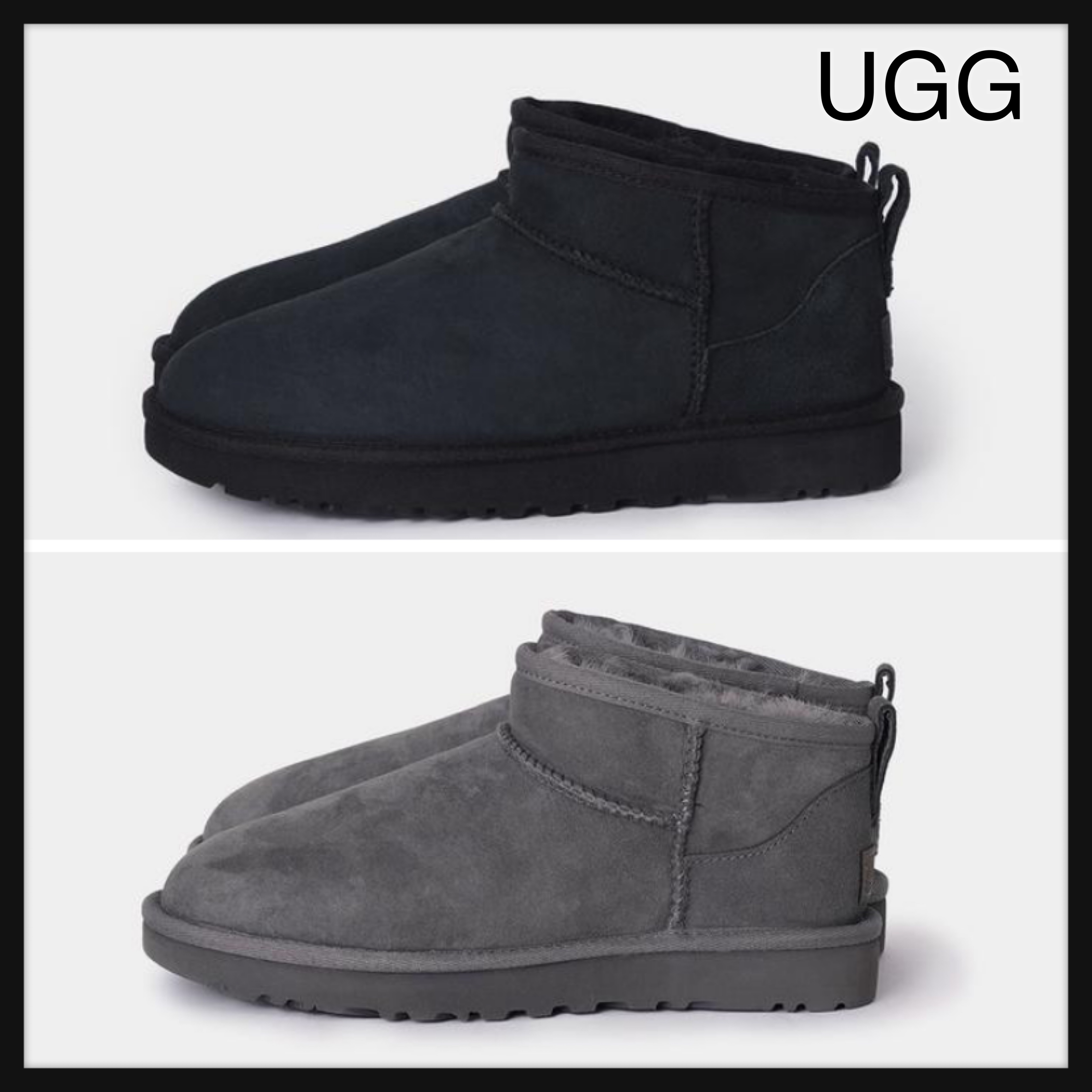 【UGG】クラシック ウルトラ ミニ ブーツ シープスキン ロゴ 2色