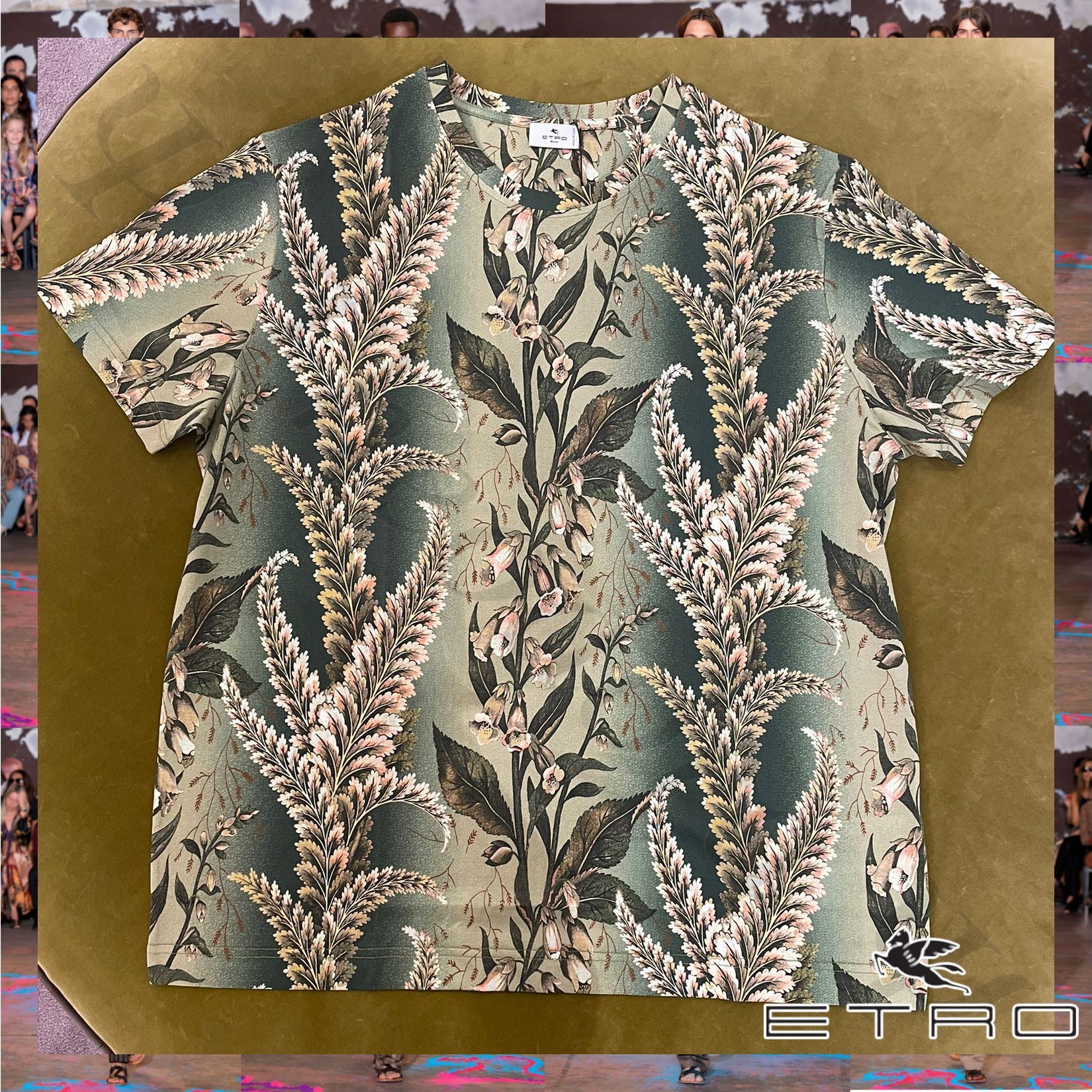 ETRO ボタニカル ピアッツァータプリント コットン 半袖Tシャツ