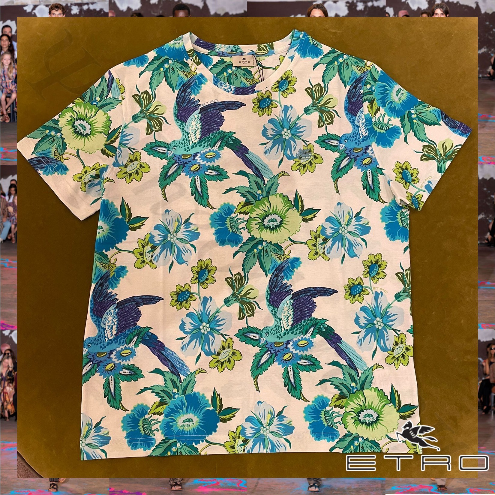 ETRO フローラルプリント コットン 半袖Tシャツ