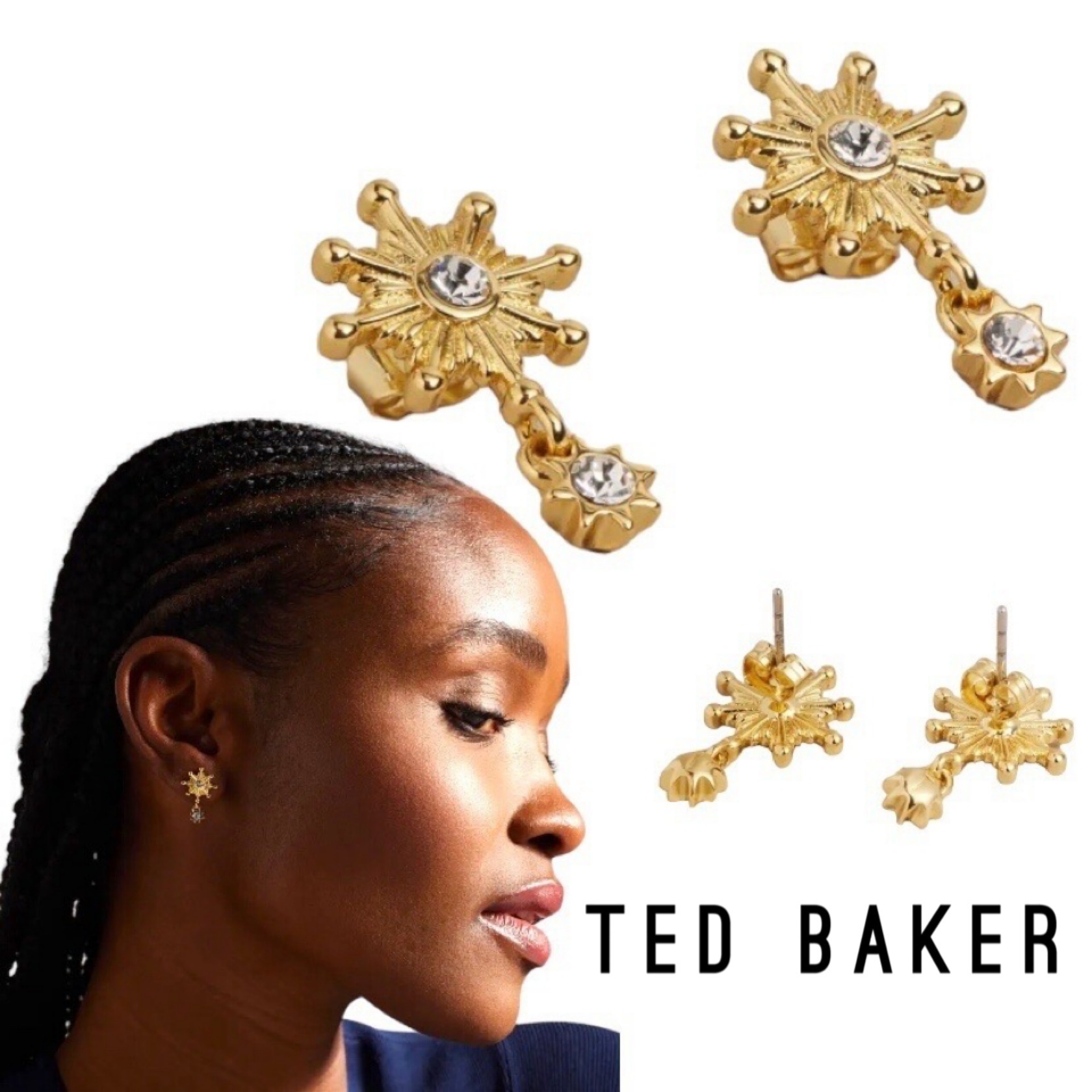 【TED BAKER】CELTIS Celestial Crystal Star ピアス ゴールド