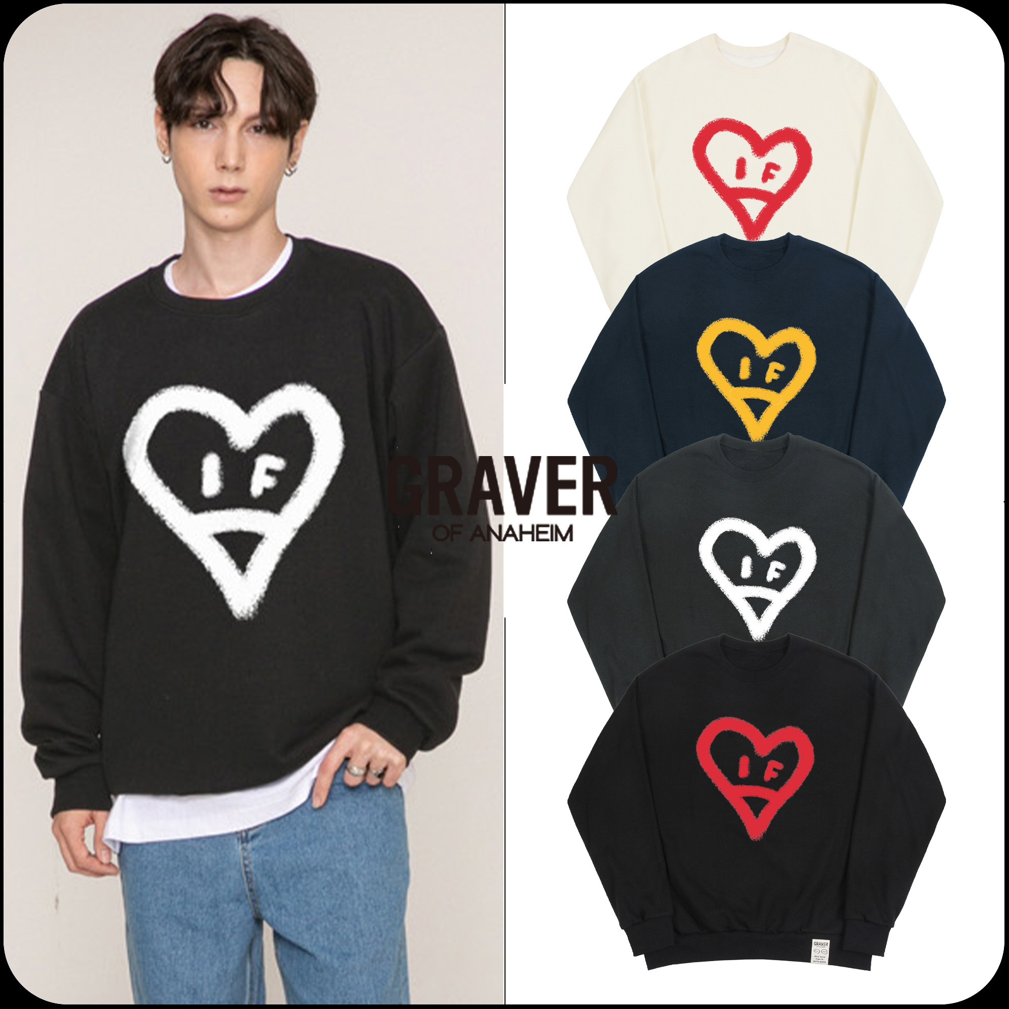 [GRAVER]★BIG HEART SMILE SPRAY SWEATSHIRT