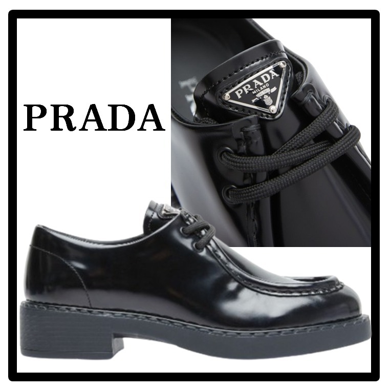 ★関税込★PRADA★ブラッシュドレザー レースアップ シューズ★