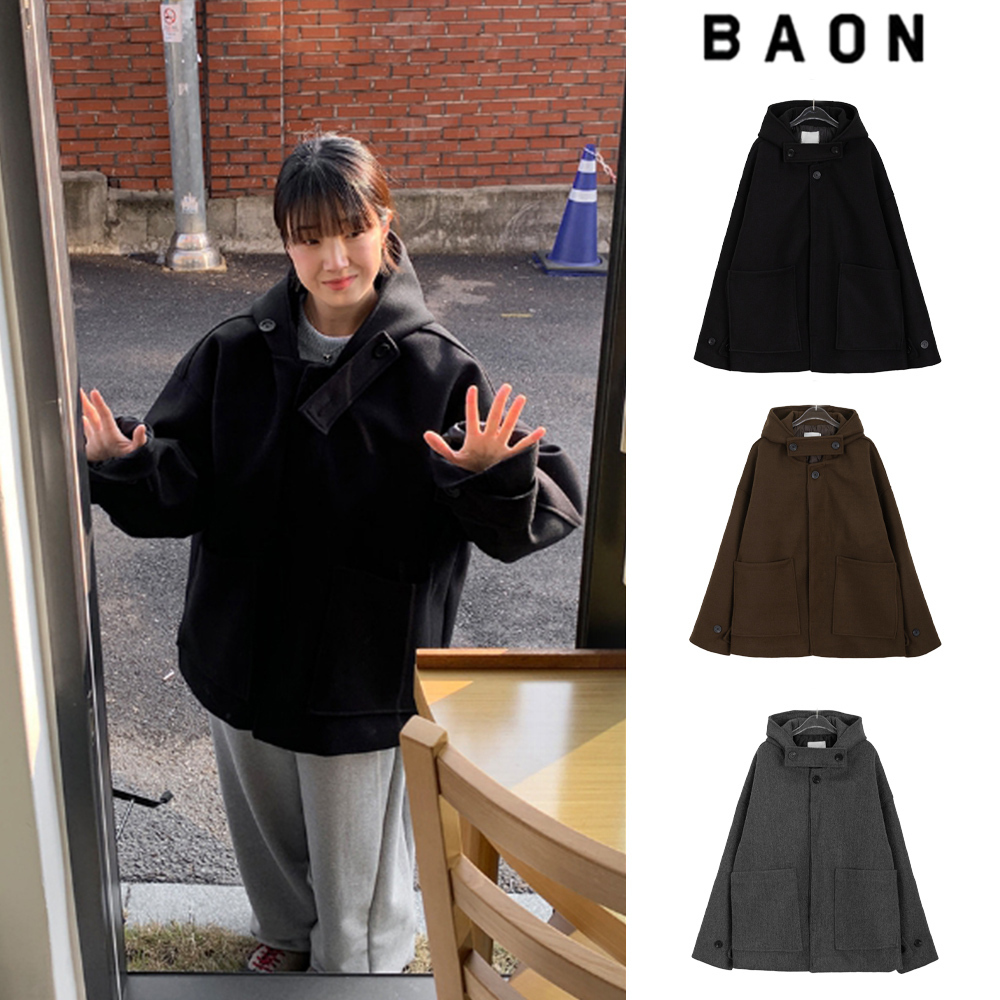 【BAON】[unisex] Lemt Quilted Wool Over Hood Coat