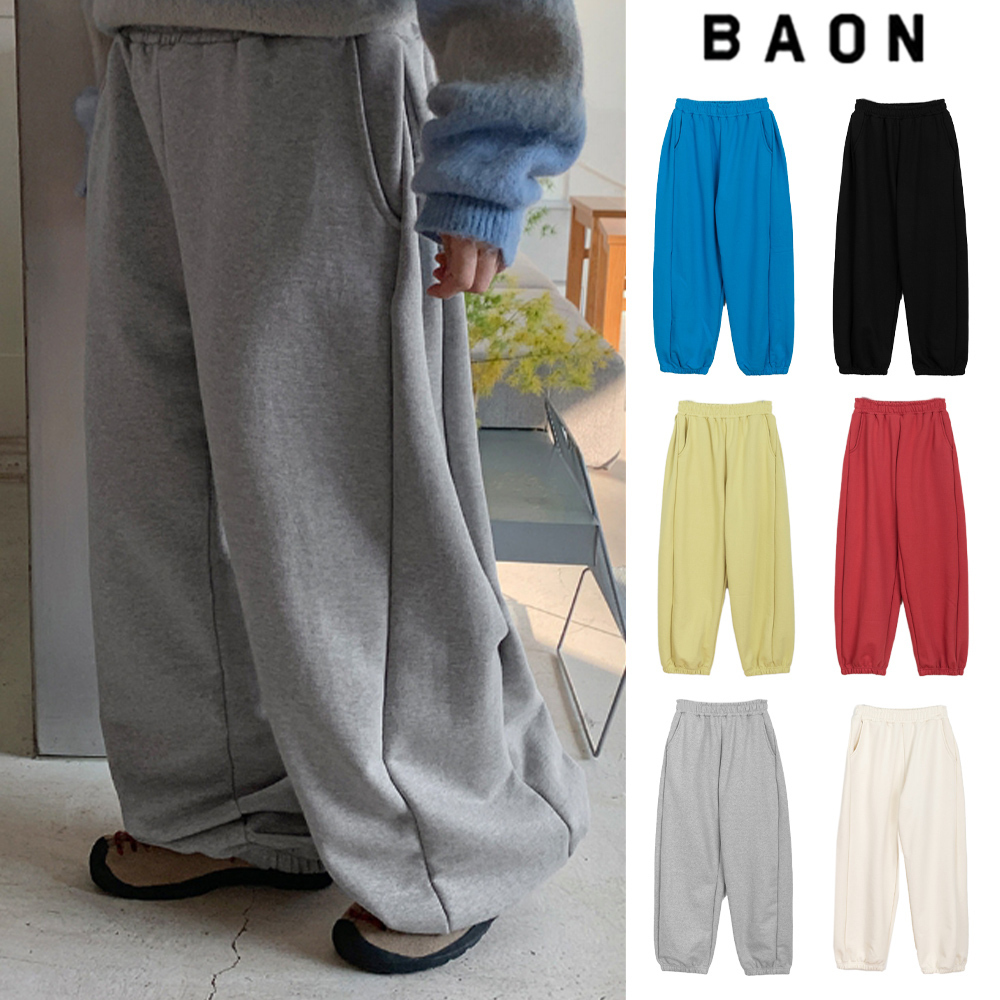 【BAON】[unisex] Yohin side pin tuck wide jogger pants