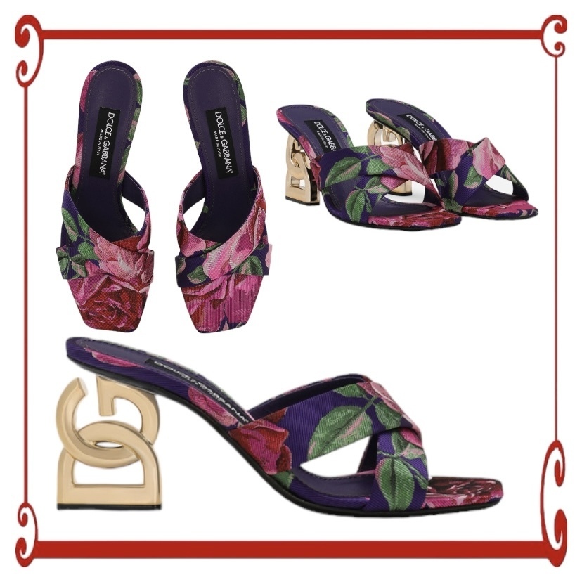 Dolce＆Gabbana 最新作ミュール ヒールサンダル フラワー DGロゴ