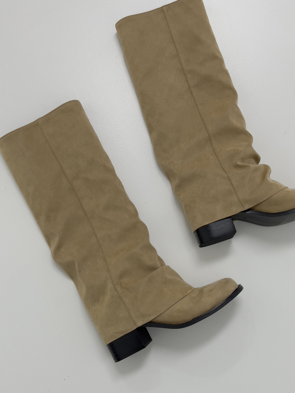 【INCHANT ME】Suede Shirring Fold Long Boots INCHANT ME】Suede Shirring Fold Long Boots (INCHANT ME