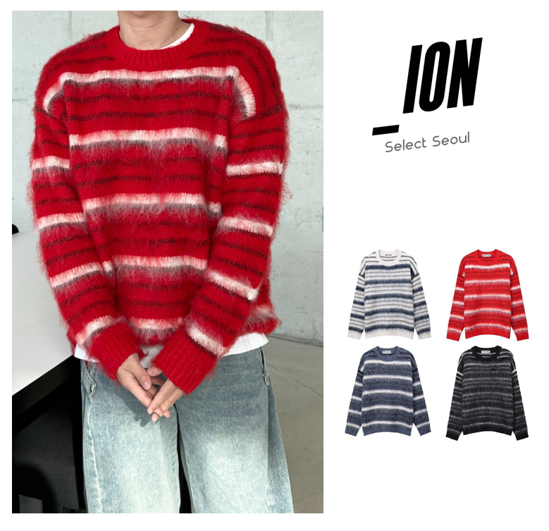 ニット・セーター IONSEOUL Mohair Striped Knit JE050