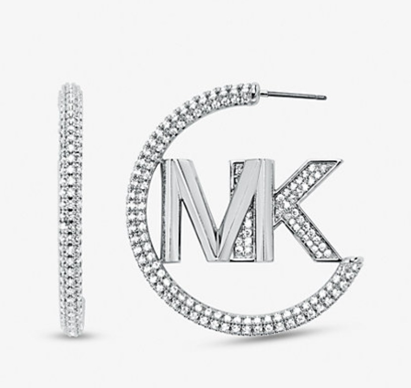 Michael Kors】ロゴ フープ ピアス Brass Pave Logo Hoop