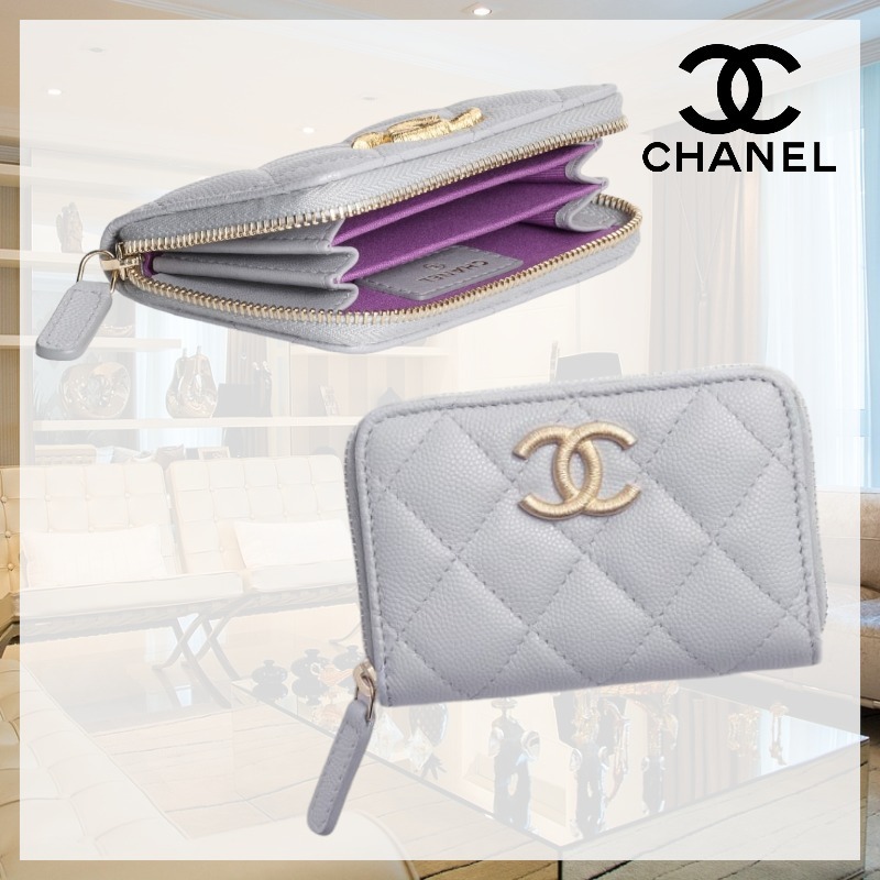 【上質な素材で滑らかな触り心地】CHANEL ジップ コインパース