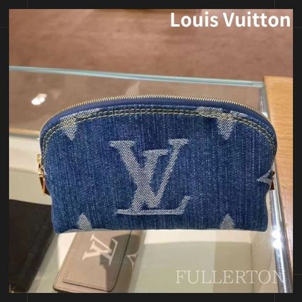 Louis Vuitton Pouches & Cosmetic Bags Monogram Unisex Canvas Denim Street Style Bridal Logo